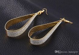 Earrings Hoop for Women Korean Fashion Cubic Zirconia Round Drop Earrings Hanging 14k Gold Hoop Earrings