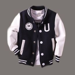 2-14T Baby Boy Clothes Boys Jacket Leather Spring Letter Boys Outwear For Children Kids Coats For Boys Baseball Sweatershirt LJ201007