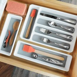 Kitchen Drawer Silverware Organizer Tray Plastic for Cutlery Utensil Storage