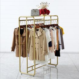 Iron clothing store Island shelf Commercial Furniture floor type side hanging clothes rack double row children's cloth display racks