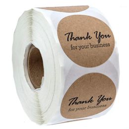 Bookmark AAAJ-1.5 Inch Round Kraft Thank You For Your Business Stickers/500 Labels Per Roll