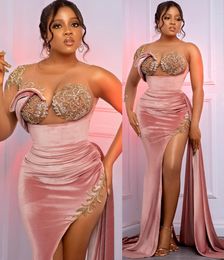 2022 Plus Size Arabic Aso Ebi Luxurious Mermaid Sexy Prom Dresses Beaded Crystals Evening Formal Party Second Reception Birthday Engagement Gowns Dress ZJ406
