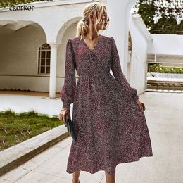 Woman Long Dress Autumn Winter Elegant Ladies Long Sleeve Black Clothes Vintage Floral Print Trendy Dresses For Women Party 201126