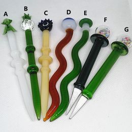 DHL 7 Types Glass Wax Dabber Tool OEM Colours Styles Smoking Dry Herb Tobacco Oil Dab Nails Pen For Water Bong Quartz Banger