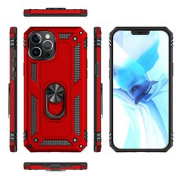 Cell Phone Cases Car Holder Metal Finger Ring Bracket Case For Iphone 15 Plus 14 13 Pro 12 11 XR XS MAX X 8 7 6 SE2 Defender Armour Hybrid Layer Shockproof Impact Combo Heavy P