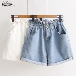 Summer Shorts Women Jeans 2020 Korean Elastic High-Waist Wide Leg Short Pants Women Plus Size Loose Denim Shorts Ladies 9511 T200701