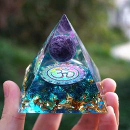 Home Decor Energy Generator Orgone Pyramid Amethyst Peridot Healing Crystal Glue Reiki Chakra Orgonite Meditation Tool 9319