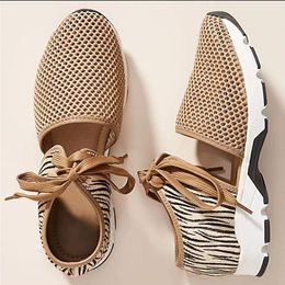 2021 Plus Size 43 Women's Shoes Summer New Fashion Flat-bottomed Hollow Sports Sandals Women Leopard Print Mesh Breathe Sneakers