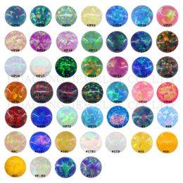 12mm OP01-OP74 Loose Beads Flat Base Cabochon Mixed Synthetic Created Gemstones Round Multicolor Opal Stones For Jewellery