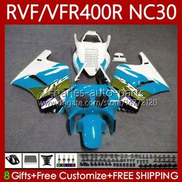 Body For HONDA RVF VFR 400 RVF400 R 400RR VFR 400R Cyan green 89-93 79No.142 VFR400 R RVF400R NC30 V4 1989 1990 1991 1992 1993 VFR400RR VFR400R 89 90 91 92 93 Fairing Kit