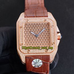 JHF Top version Gypsophila Rose Gold Diamonds Dial 505014 Japan Miyota 9015 Automatic 0028 Mens Watch Iced Out Diamond Case Watches 00505914