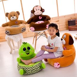 NO Filling Cartoon Toddler Baby Anti-fall Learning Seat Cover Plush Chair Skin Children Sofa Chair Cover 201123