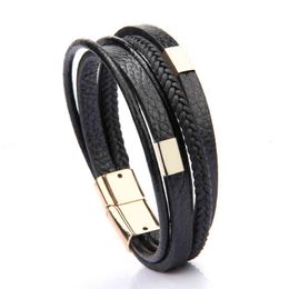 Bangle Charm Bracelets 2021 Magnet Buckle Cow Leather Men's Hand Woven Jewelry