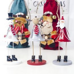 Christmas Decorations Pendant Desktop Elk Santa Claus Shape With Base Decoration Bell Ornaments Novelty Decor Xmas Gifts1