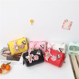 New Girls Princess Handbags Kids Cartoon Flower Embroidered Thread One Shoulder Bags Children Animal Mini Messenger Change Purse C6679