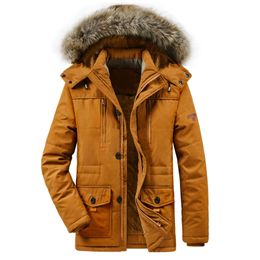 Winter Coats Men Fleece Lined Parka Jacket with Hood Outerwear Thick Warm Overcoat Casual Plus Size Mens Jackets and Coats 201203