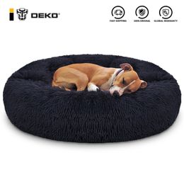 DEKO Super Soft Pet Dog Beds Kennel Round Cushion Fluffy Cat House Warm Comfortable Sleeping Mat Sofa Washable Puppy Supplies 201120