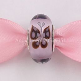 Andy Jewel 925 Sterling Silver Beads Handmade Lampwork Pink Butterfly Kisses Murano Charm Charms Fits European Pandora Style Jewellery Bracelets & Necklace Muran