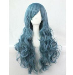 Lolita Long Light Blue Curly Cosplay Party Anime Wigs