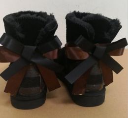 Botas de tobillo para mujer Mujeres Niños Bebé Bronceado Vaca Split Marrón Flor Zapatos negros Bota Mujeres Niños Todos los tamaños