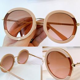 164 New Sunglasses Women Fashion Sunglasses Anti-UV Coated Mirror Lenses from the Top Sheet Round Full Frame Coated Leather Arms t319b