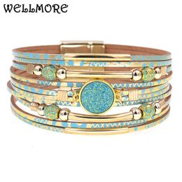 Wellmore Women Bracelets Bohemia Fashion Wrap Bracelet Leather for Female Jewelry Wholesale