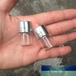 Wholesale- 5ml Small Glass Bottles Aluminium Screw Cap Silver Lid Mini Transparent Clear Empty Glass Jars Vials Bottles 100pcs