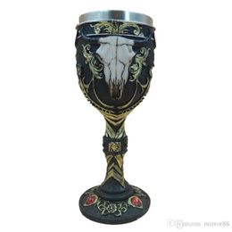 3D Coffee Beer Mug Stainless Steel Resin Skeleton Design for Bar Party Home Wine Goblet Cups Men Gifts