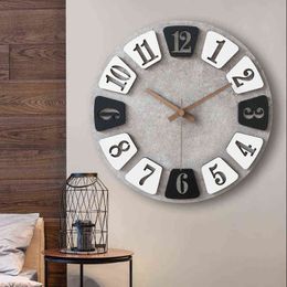 Nordic Luxury Wall Clock Modern Design Silent Rustic Digital Wall Clock Wooden European Living Room Wandklok Home Decor ZP50WC H1230