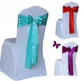 -2021 Satin-Stuhl Sash-Bug-Krawatten für Bankett-Hochzeits-Party Schmetterlings-Handwerksstuhl Cover Decor Supplies Wholesales 19 Farben