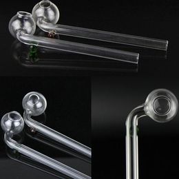 6.1 inch Length Clear Pyrex Glass Oil Burner Pipe Thick Glass Hand Pipes with Radom Coloured Balancer Water Pipe Handmade Smoking Accessories Wholesale