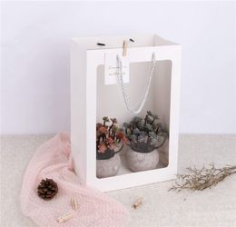 Transparent Window Tote Bag Gift Wrap White Gift Bags Bouquet Souvenir Handbags Women Shopper Totes