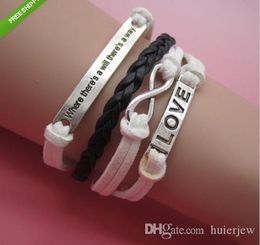 Charm Bangle Bracelets Straps Jewelry Statment Personalized Leather Bracelets Pulseras Infinity Bracelets