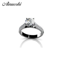 AINUOSHI 100% Real Solid 925 Sterling Silver Ring Shinning Romantic Women 1 Carat Round Cut Sona Classic Engagement Ring Jewellery Y200106