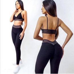 Women's Tracksuits European and American style new spring summer Jacquard Fitness pants yoga clothes sports running