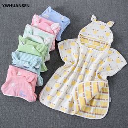 YWHUANSEN 60*60cm 6 Layers Gauze Hooded Beach Towel Cotton Baby Cape Towels Soft Poncho Kids Bathing Stuff For Babies Washcloth Y200429