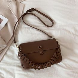 Designer Vintage PU Leather Chain Bags Crossbody Handbags and Purses Fashion Lady Simple Shoulder Bag Sac A Main