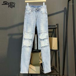 Men's Jeans Ripped Moto Biker Men Retro Zipper Blue Slim Hip Hop Harajuku Hole Jean Pants 2022 Casual Streetwear Trousers Man