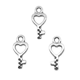 300Pcs/lot alloy Key Charms Antique silver Charms Pendant For necklace Jewellery Making findings 7x15mm