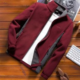 Fashion Men's Spring Jacket Autumn Stand Collar Homme Casual Jacket Men Thermal Fleece Male Coat Plus Size 6XL 7XL 8XL 9XL 201104