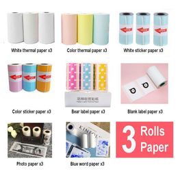 Printers 3 Rolls Thermal Paper Label Sticker Po Color For PeriPage PAPERANG Printer1