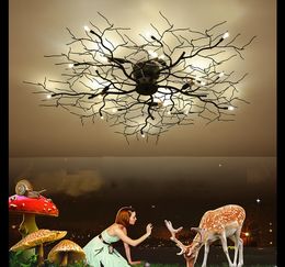 Modern LED Ceiling Lamp Chandelier Lighting Nordic Wrought Iron Branches Lamp Loft Ceiling Lamp Hotel Living Room Decor Fixtures