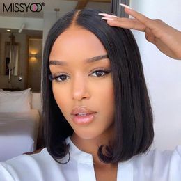 Lace Wigs Short Bob Closure Wig With Tail Filps For Women Natural Colour Human Hair Part 13x1 Hairline Brazilian 180%