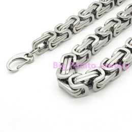 Chains High Quality 12mm Width Strong Stainless Steel Silver Color Byzantine Box Chain Cool Men's Clasp Bracelet 7"-11" Custo