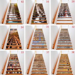 13pcs/set 3D Stair Riser Floor Stickers Waterproof Removable Self Adhesive DIY Stairway Decals Murals Home Decor 201106