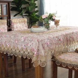 Proud Rose Pastoral Lace Tablecloth Table Cover European Round Table Cloth Chair Cushion Wedding Decor Table Cloth Chair Cover T200707