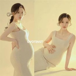 Maternity Dresses Dvotinst Women Pography Props Knitted Elegant Pregnancy Sheath Sleeveless Dress Studio Shoots Po Clothes