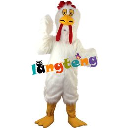 Mascot Costumes729 White Long-haired Chicken Bird Mascot Costume Cartoon Party Adult Holiday