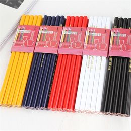 10pcs/pack White Yellow Red Blue Black Coloured Pencils Set HB Special Pencil for Glass Leather Plastic Metal Porcelain Marker 201214