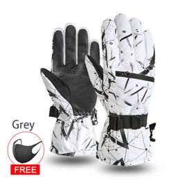 Professional Ski Gloves Touch Screen Winter Warm Snowboard Cold-proof Waterproof Cycling Motorcycle Fluff 220112